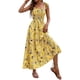 thumbnail image 2 of VISgogo Vestido casual para mujer Estampado floral / Diseño de color sólido Sin mangas Doble correa lateral Pliegues en el pecho Vestido largo de playa VISgogo  moda, 2 of 6