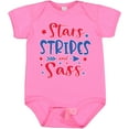 thumbnail image 3 of Inktastic 4th of July Stars Stripes and Sass Blue and Red Stars Girls Baby Bodysuit, 3 of 5