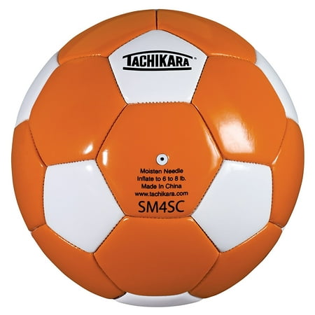 SM4SC dual colored soft PU soccer ball, size 4 (orange/white)., This ball is sold and shipped deflated. By Tachikara