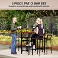 thumbnail image 3 of 5-Piece Brown Patio Bar Set with Counter Height Table & Bar Stools - Outdoor Bistro Set for Balcony, Porch & Backyard Seating - 47" Table, 3 of 7
