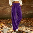 thumbnail image 6 of Sunnin Womens Velvet Wide Leg Pants Button Elastic Waist Side Pockets Relaxed Casual Lounge Trousers, 6 of 9