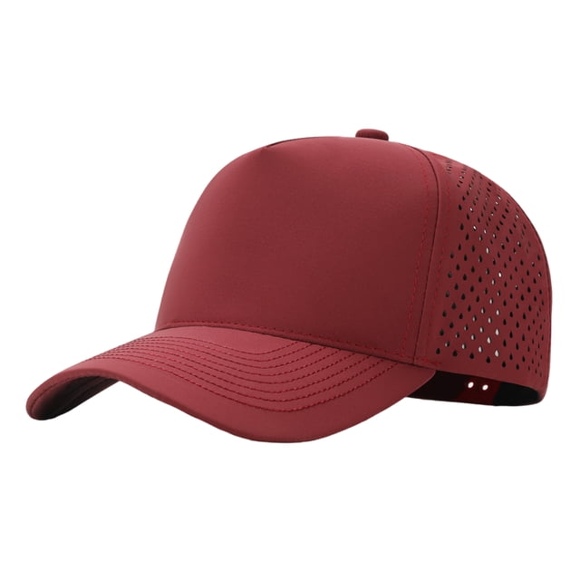 TOPTIE Quick Dry Trucker Cap 5 Panel Waterproof Snapback Mid Profile Polyester Baseball Cap-Maroon