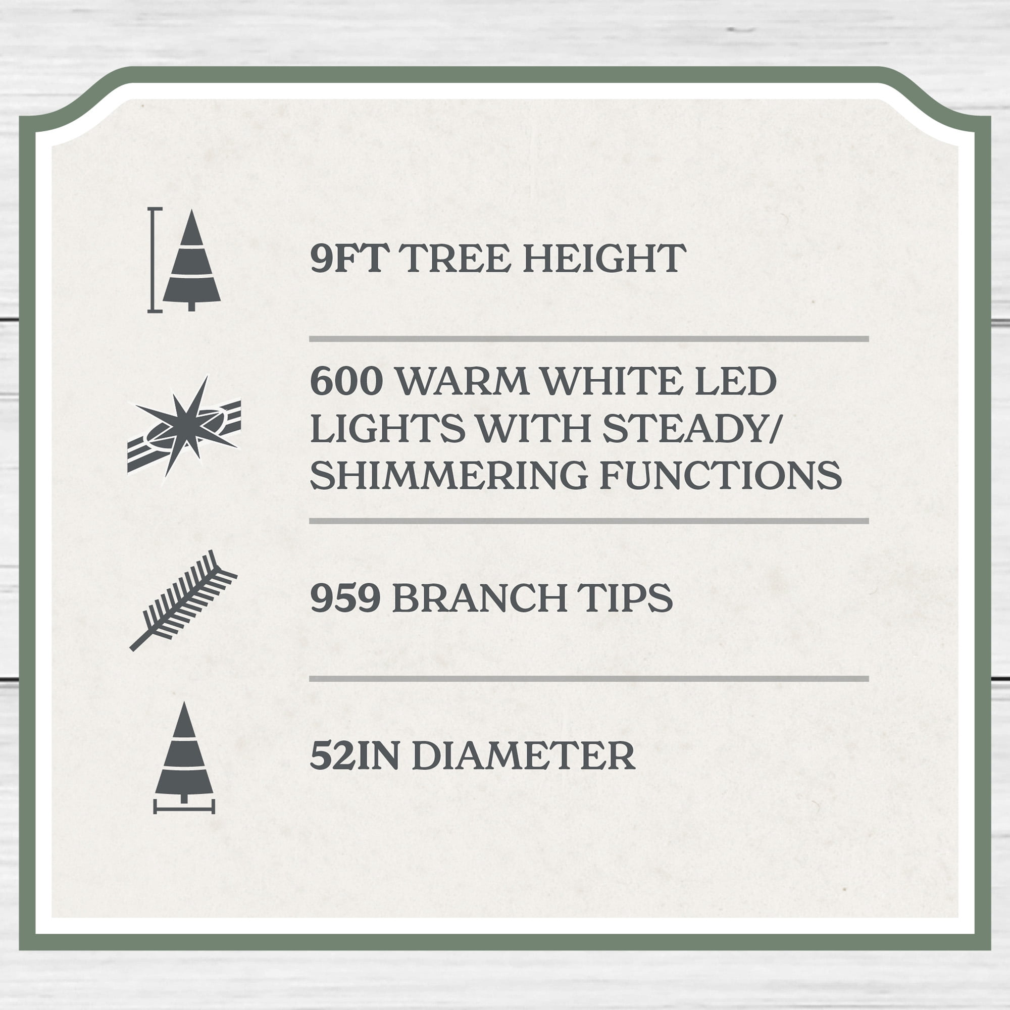 My Texas House 9ft Prelit Green Cypress Artificial Christmas Tree, 600 Warm White Twinkle LED