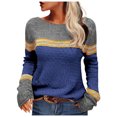 thumbnail image 2 of Fair Isle Sweater for Women Crew Neck Striped Sweater Loose Comfortable Fall Winter Business Casual Outfits Pullover Knit Tops, 2 of 6