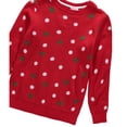thumbnail image 2 of Cyndeelee Girls Long Sleeve Knit Pullover Christmas Sweater Crewneck Holiday Sweater Shirt (Red Polka Dot/Bow, 5/6), 2 of 5