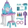 thumbnail image 2 of Qaba Kids Vanity Set with Mirror and Stool, Castle Design Makeup Table with Light, Music, Hair Dryer, Girls Pretend Play Toys for 3-6 Years Multicolor, 2 of 9