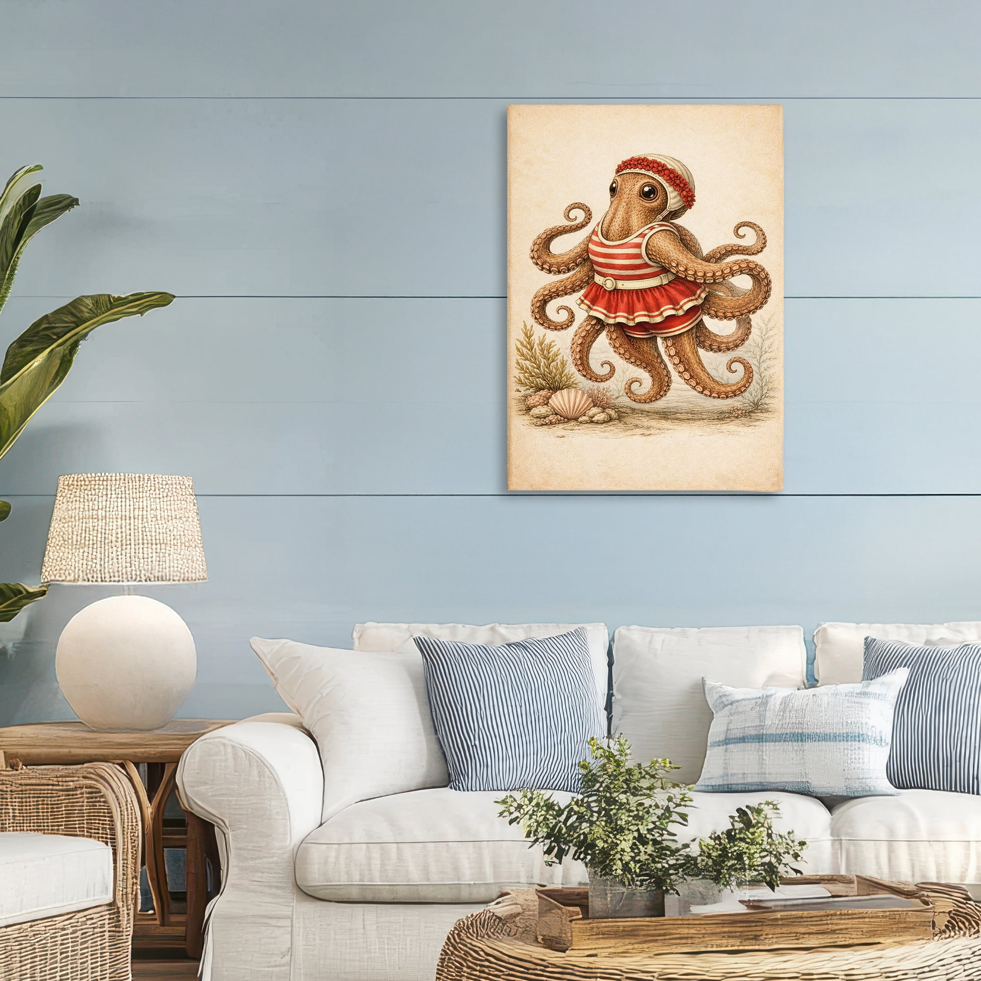Stupell Industries Octopus of Maritime Bathing Society Canvas Wall Art, design by Grotto Studios