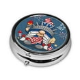 thumbnail image 2 of ZICANCN Round Pill Box Organizer with 3 Compartment, Happy 4th July Gnome Liberty Portable Travel Pill Cases for Pocket or Purse, 2 of 6