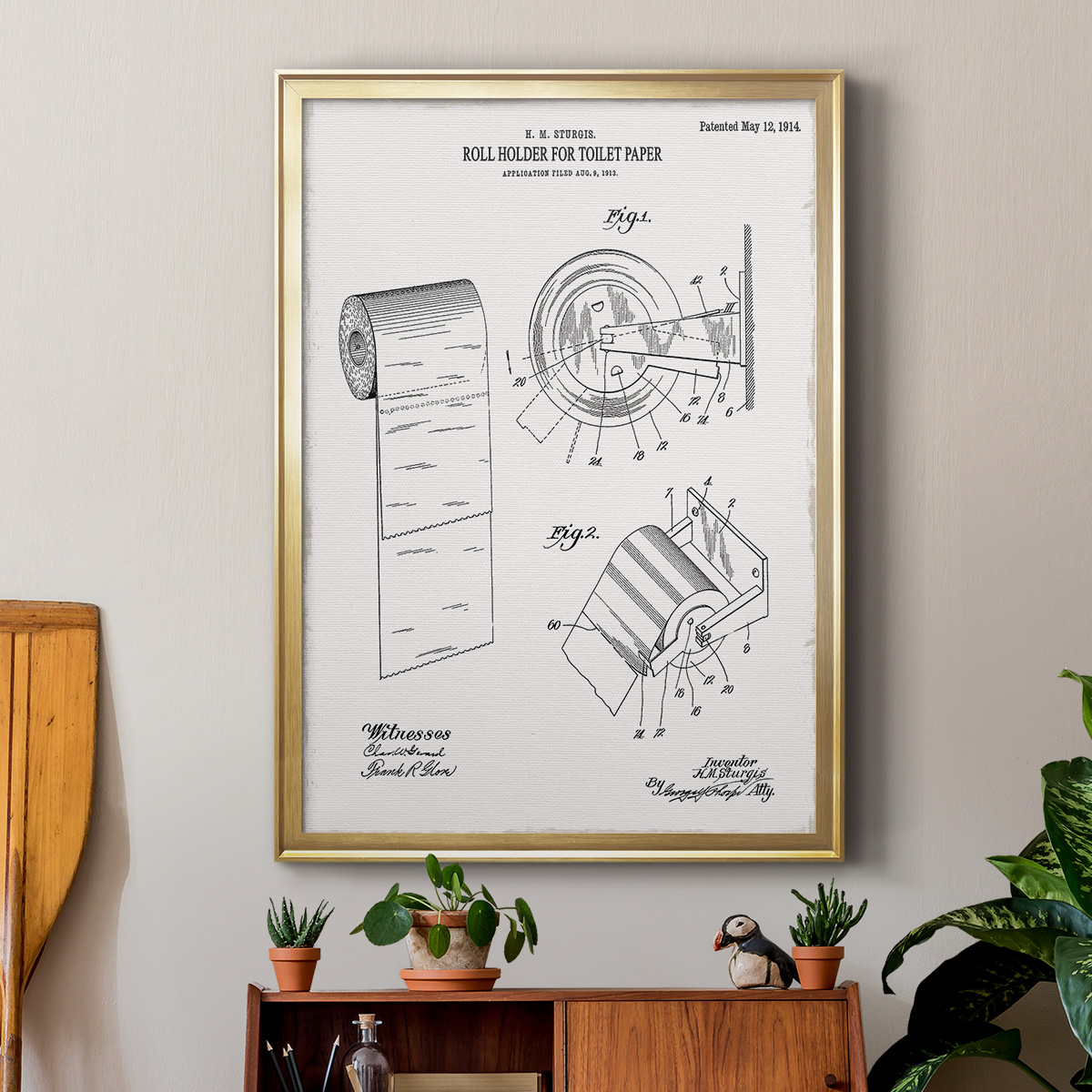 Toilet Paper Patent III Premium Classic Framed Print - Ready to Hang