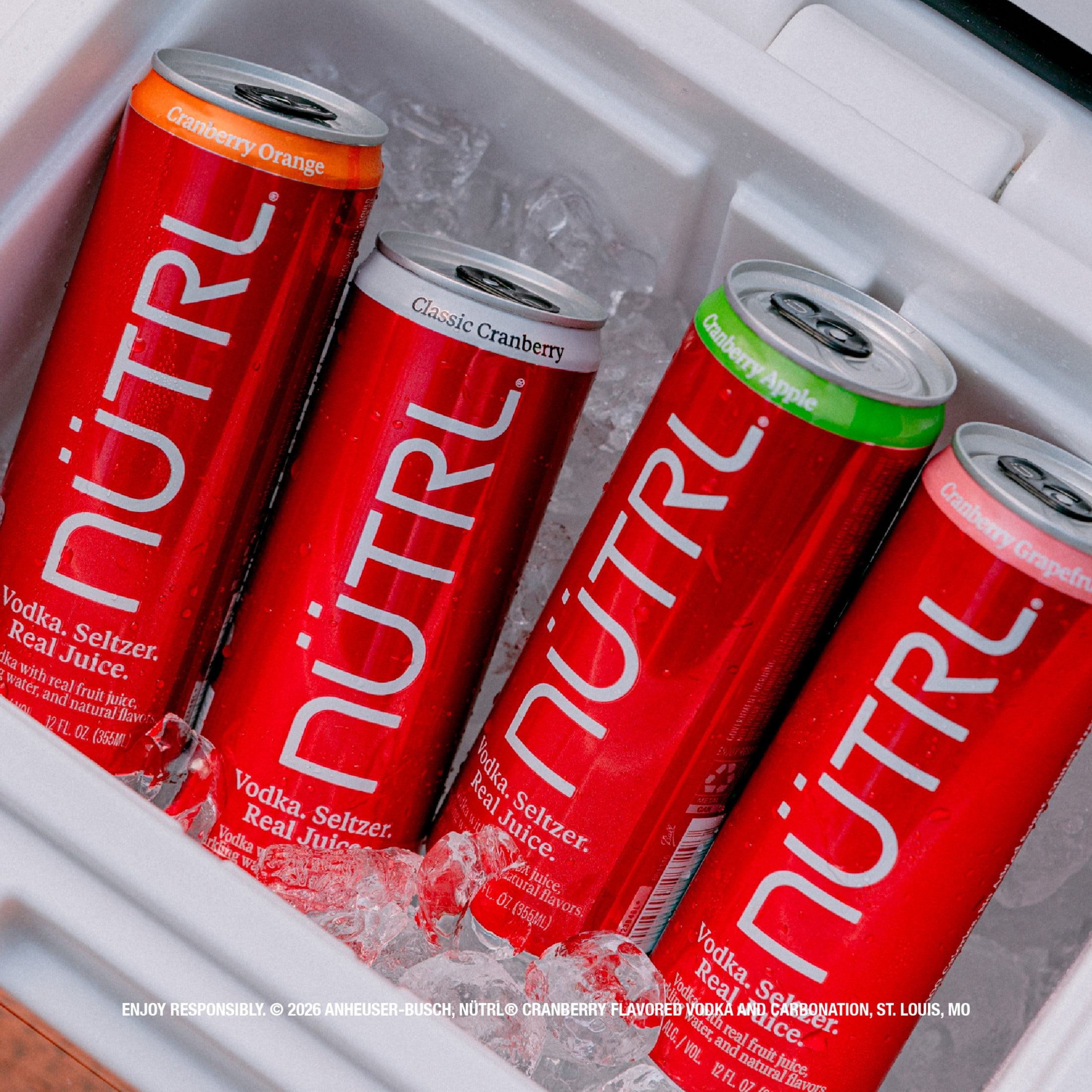 NUTRL Vodka Hard Seltzer, Cranberry Variety 8 pack, 12 fl oz Aluminum Cans, 4.5% ABV, Gluten Free