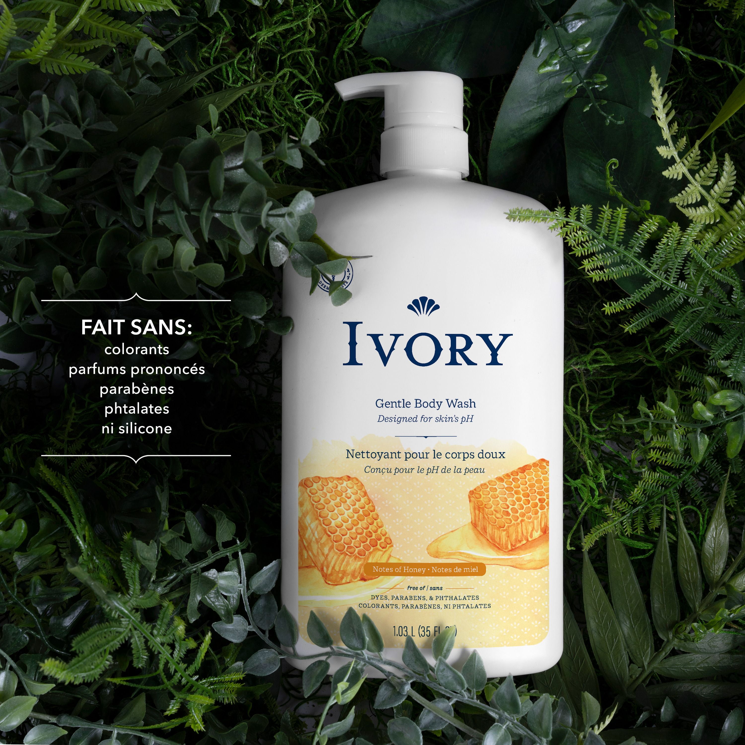 Nettoyant pour le corps Ivory Doux, parfum de lait et miel 1035ML