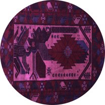 Ahgly Company Indoor Round Persian Purple Traditional Area Rugs, 4' Round