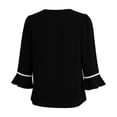 thumbnail image 5 of VEKDONE Women's V Neck Top Elegant Puff 3/4 Sleeve Solid Color Tunic Tops Fashion Business Work T Shirts Summer Loose Fit Going Out Tees Black L, 5 of 8