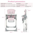 thumbnail image 6 of OLAKIDS High Chair for Babies & Toddlers, Foldable Highchair with Multiple Adjustable Backrest, Footrest and Seat Height, Removable Tray, Detachable PU Leather Cushion, Built-in Rear Wheels (Pink), 6 of 7