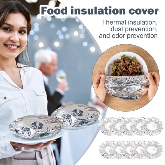 Aluminum Foil Bowl Cover Food Wrap Kitchen Tools Fresh Keeping Bowl Lids Food Storage Covers for Home Camping Kitchen Picnics- 10pcs