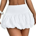 thumbnail image 2 of WTOBBY Women's Summer Bubble Skirt High Waist A-Line Fashion Design with Built-in Shorts, Breathable Casual Short Skirt for Beach Vacation and Daily Outdoor Activities,White L, 2 of 5