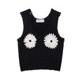 thumbnail image 2 of HH TRAF 2024 Tops cortos ajustados de calle alta para mujer, jersey negro con cuello en V sin mangas con decoración floral, chalecos de verano para mujer a la moda, 2 of 5