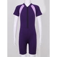 thumbnail image 4 of Haitryli Boys Girls Rash Guard Tankini Board Shorts Athletic Swimwear Short Sleeves Zipper Bathing Purple 8, 4 of 7