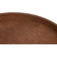 thumbnail image 6 of Round Serving Tray 20'', Elegant Faux Leather Circle Ottoman Table Tray, Serve Tea Coffee Breakfast in Bedroom Living Room Kitchen (Brown), 6 of 8