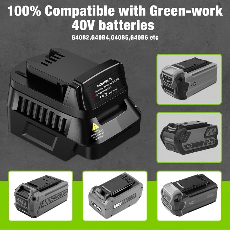 For Green*works 40V Battery Adapter Compatible with For Mil*wau*kee 18V Battery Cordless Power Tools