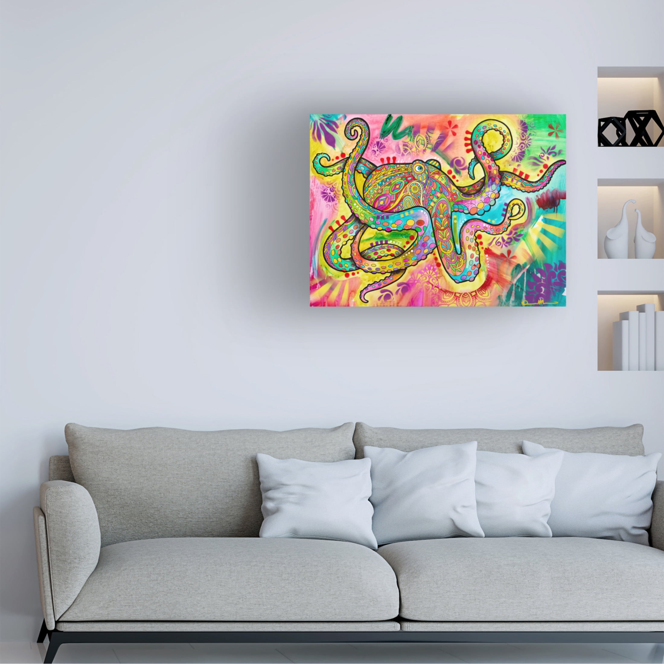 Canvas Wall Art - Dean Russo 'Spiritual Octopus' Wall Art for Living Room, Bedroom, or Office Décor by Trademark Fine Art - 32 x 24 Inches