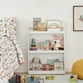 thumbnail image 2 of Danya B. Steiner White 3-Tier Kids Book or Magazine Storage Freestanding Bookcase with Contrasting Wood-Toned Rods, 2 of 13
