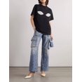 thumbnail image 3 of Niche Design Jeans Light Blue Workwear Women's Destroyed Design High Waist Loose Ripped Trousers, 3 of 4