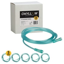 Oxyllow 5 Count 7ft Crush-Resistant Clear Blue Oxygen Tubing Set with Female Hose Connection