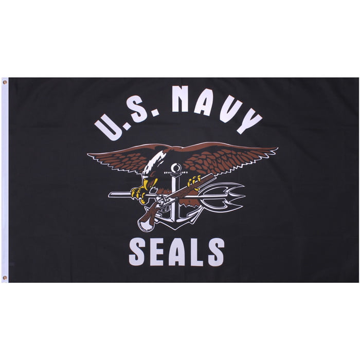 US Navy SEALS Flag 3x5 ft Black Trident & Eagle Insignia USN UDT BUDS DEVGRU 