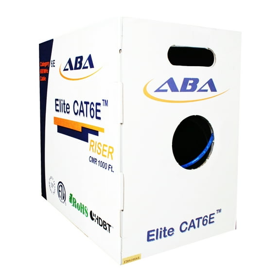 Infinity Cable Cat6e CMR Riser 600MHz UTP, 24AWG, Solid, Bare Copper, 1000 Feet, UL Certified, Ethernet Cable, Easy To Pull (Reelex II) Box, Blue