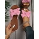 thumbnail image 1 of Preppy Outdoors Flat Slippers for Women, Bow Decor Polyester Open Toe Slide Sandals, 1 of 4