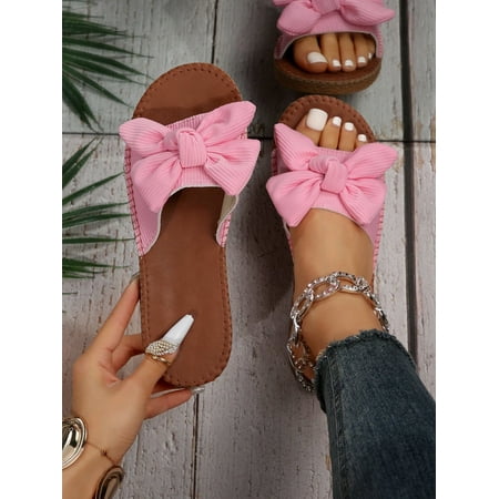 

Butterfly Knot Slippers Women‘s Fashion One-Word Drag Anti-Slip Beach Shoes Summer And Autumn New For Outdoor Wear