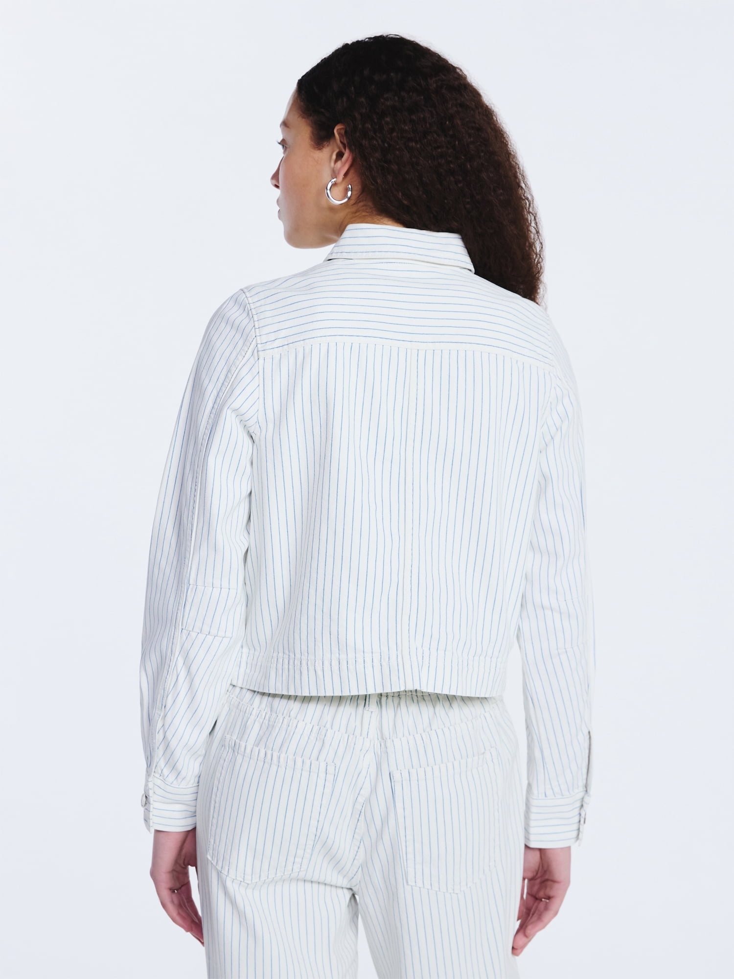 Free Assembly Women's Striped Denim Jacket, Sizes XS-XXL