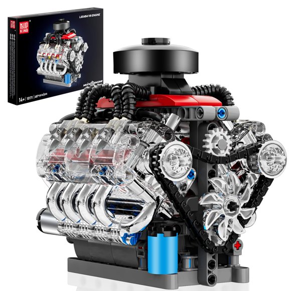 Mould King Mini V8 Engine Kits That Runs, Build Your Own Visible Car Motor, Physical Science Experiment Models for Teens, Best STEM Toy Gifts for 14+