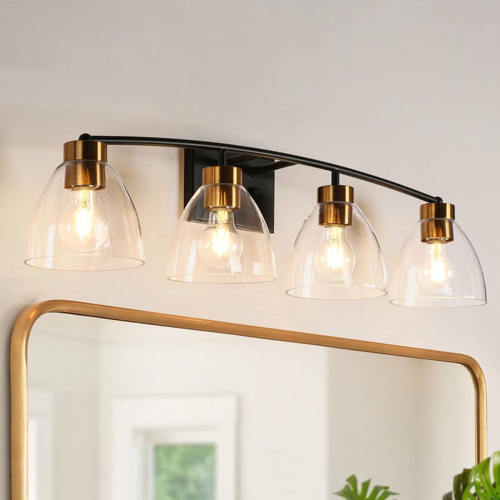 LNC LNC Guayaba 32.3-in 4-Light Matte Black LED Modern/Contemporary Vanity Light Bar