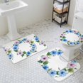 thumbnail image 3 of Spring Pastoral Bathroom Rugs Set Blue Pink Watercolor Circle Flower Non Slip Absorbent Soft Bath Mats 3 Piece Set with Bathroom Rug, U-Shaped Floor Mat, Toilet Seat Cover Large Size, 3 of 9