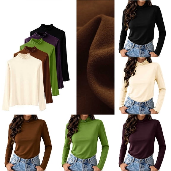Base Layer Tops for Women, Long Sleeve Crew Neck Shirts with Comfort Stretch Fabric, Soft Casual Winter Wear | VerBelle,Beige L