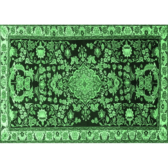 Ahgly Company Indoor Rectangle Animal Emerald Green Traditional Area Rugs, 8' x 10'