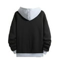 thumbnail image 4 of Hoodies for Men Pullover Autumn Winter Long Sleeve Color Blocke Pocket Patchwork Fall Clothes Tops Hooded Sweatshirts Black XL, 4 of 4