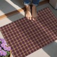 thumbnail image 4 of Maroon Yellow Checkerboard Maroon Pattern Indoor Door Mat 20”x32", Washable Non-Slip Decorative Rug for Entrance, Kitchen, Bathroom, 4 of 6