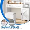 thumbnail image 3 of DEXTRUS Countryside Allure Vanity Set with Light-Variable Mirror and Versatile Shelves, White, 3 of 6