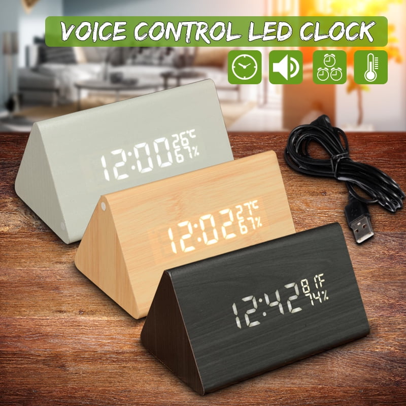 Wooden Alarm Clock Led Wooden Alarm Digital Desk Clock With