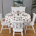 thumbnail image 2 of White Christmas Santa Pattern Round Tablecloth 60"x60",Wrinkle Wipeable Table Cloth for Kitchen Dining Room Picnic Patio Party, 2 of 6