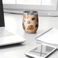 thumbnail image 3 of 12oz Stemless Wine Tumblers Halloween Cat and Pumpkin Pattern Vacuum Insulated Stainless Steel Travel Tumbler Cups Mug with Lid and Straw for Champaign,Cocktail,Beer with Cleaning Brush, 3 of 5