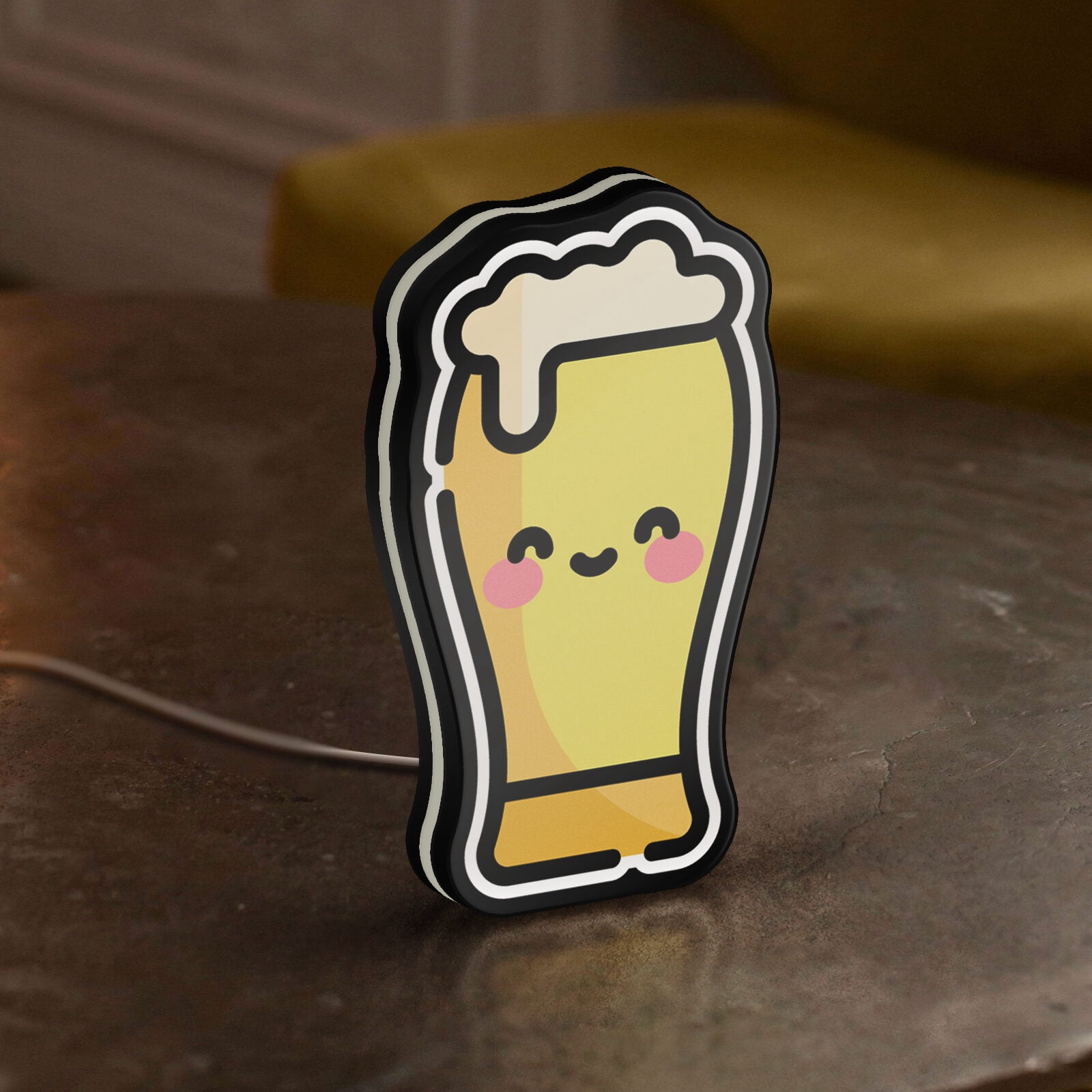 Alcohol Beer 3D Novelty Light Box, Glass Lamp Decor for Beverage Lovers, Party Decor and Barroom Enthusiasts (Width 8 inch, 20cm)