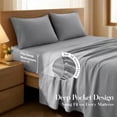 thumbnail image 3 of Lux Decor&nbsp;Twin XL&nbsp;Bed Sheets - 4 Piece Ultra-Soft Microfiber&nbsp;Sheets Set, Deep Pocket Fitted Sheet, Flat Sheet & 2 Pillowcases, Breathable Hotel Luxury, OEKO-TEX Certified, Dark Grey, 3 of 10