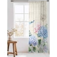 thumbnail image 3 of Sheer Curtains 84 Inches Long, Blue Hydrangea Semi Sheer Curtains Light Filtering Window Treatment, Pink Flowers Spring Botanical Country Plants Privacy Voile Drapes for Living Room 52x84 Inch, 3 of 7