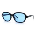 thumbnail image 4 of Retro Hustler Oval Rectangular Plastic Mid Horn Rim Vintage Vibe Sunglasses Black - Blue, 4 of 8
