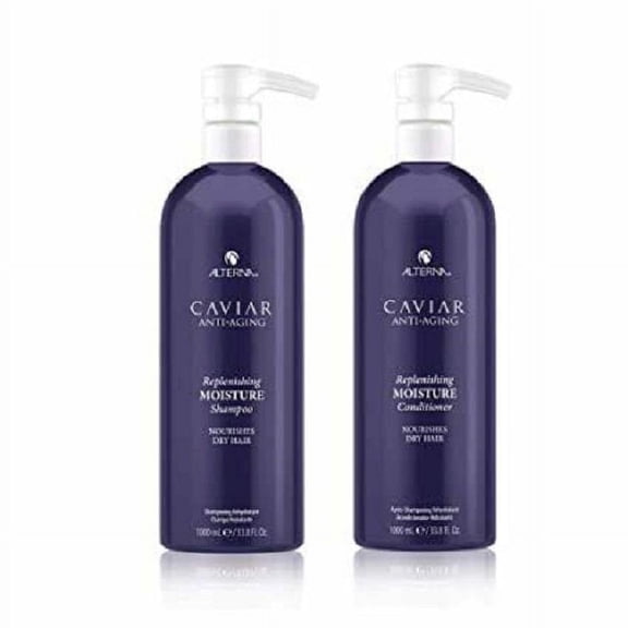 Alterna Caviar Anti-Aging Replenishing Moisture Shampoo 33.8 and Conditioner 33.8 oz Liter Duo