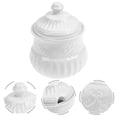 thumbnail image 3 of Embossed Ceramic Sugar Cube Jar Delicate Sugar Jar Coffee Shop Sugar Holder, 3 of 4